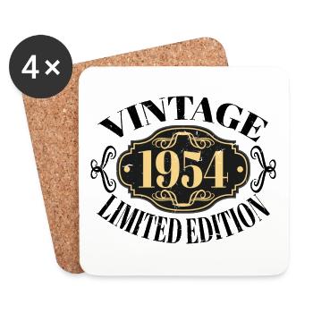 Vintage 1954 70th Birthday Men Women 70 Years Old - Coasters (set of 4) - white - Front
