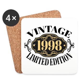 Jahrgang 1998 - 24 Jahre alt, Geschenk zum 24. Geburtstag - Untersetzer (4er-Set) - Weiß - Vorne