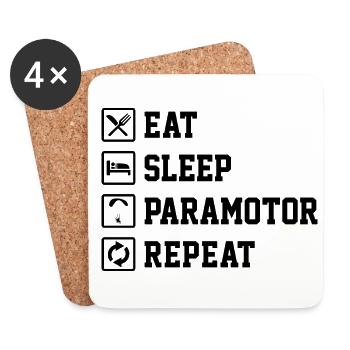 Eat Sleep Paramotor Repeat Paragliding Parachute P - Untersetzer (4er-Set) - Weiß - Vorne