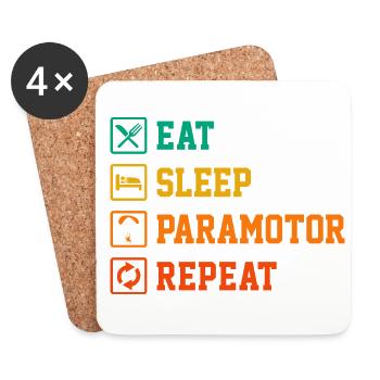Eat Sleep Paramotor Repeat Paragliding Parachute P - Untersetzer (4er-Set) - Weiß - Vorne