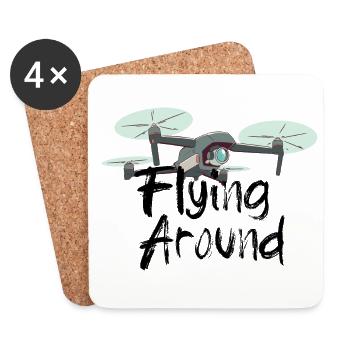 Flying Around Drone Flying Quadcopter Pilot RC Dro - Coasters (set of 4) - white - Front