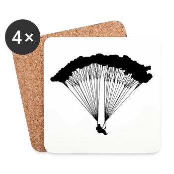 Parachutiste en silhouette nuageuse - Dessous de verre (lot de 4) - blanc - Devant