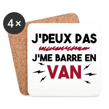 J'peux Pas J'me Barre en Van Cadeau Anniversaire - Dessous de verre (lot de 4) - blanc - Devant