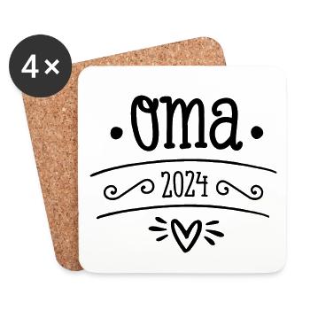 Oma 2024 Geschenk werdende Großmutter - Untersetzer (4er-Set) - Weiß - Vorne
