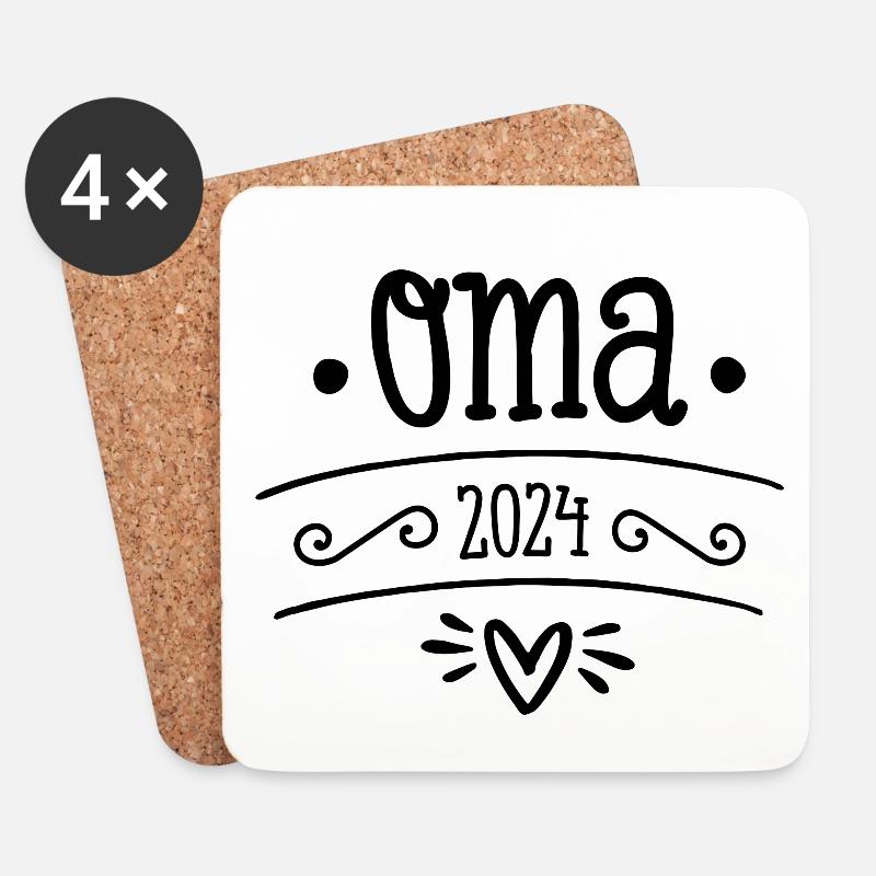 Oma 2024 Geschenk werdende Großmutter - Untersetzer (4er-Set) - Weiß