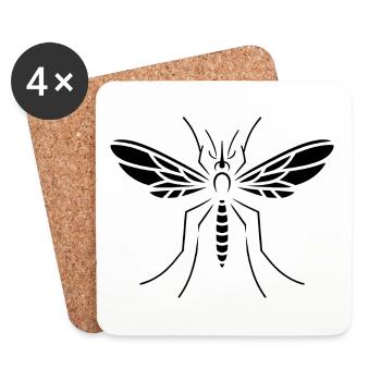 Minimalist Mosquito Insect Silhouette Design - Coasters (set of 4) - white - Front