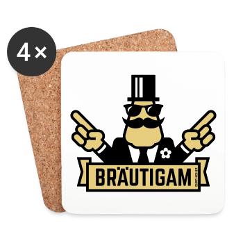 Bräutigam Handzeichen (Polterabend / JGA / 2C) - Untersetzer (4er-Set) - Weiß - Vorne