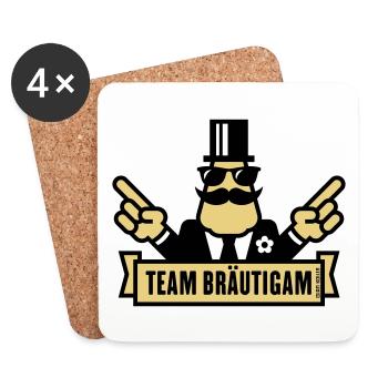 Team Bräutigam Handzeichen (Polterabend JGA / 2C) - Untersetzer (4er-Set) - Weiß - Vorne