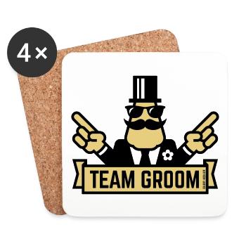 Team Groom (Pointage Enterrement de vie de garçon et de garçon 2C) - Dessous de verre (lot de 4) - blanc - Devant