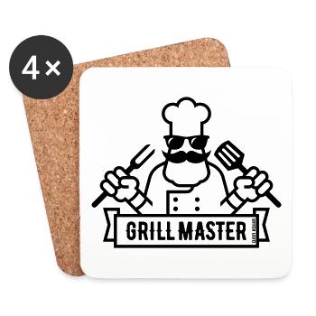 Grill Master (Grillen / Barbecue / BBQ / 1C) - Untersetzer (4er-Set) - Weiß - Vorne