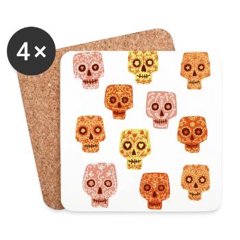 Sugar Skulls - Coasters (set of 4) - white - Front
