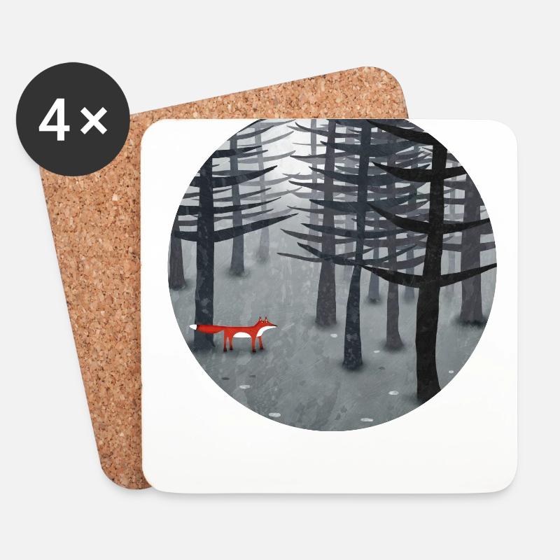 Der Fuchs und der Wald - Untersetzer (4er-Set) - Weiß