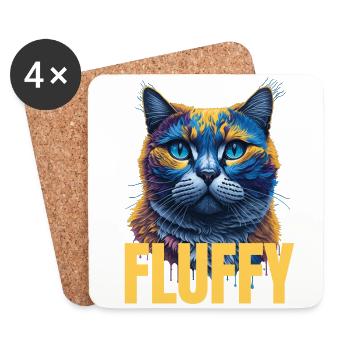Splash Art British Cat Expression - Coasters (set of 4) - white - Front