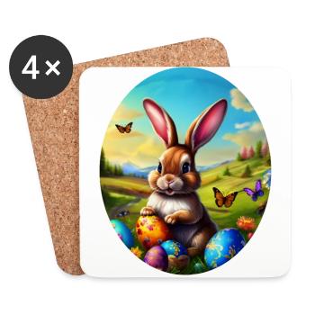 Hübscher Osterhase in Landschaft - Untersetzer (4er-Set) - Weiß - Vorne