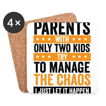 Funny Parents with Lots of Children – Chaos Family - Coasters (set of 4) - white - Front