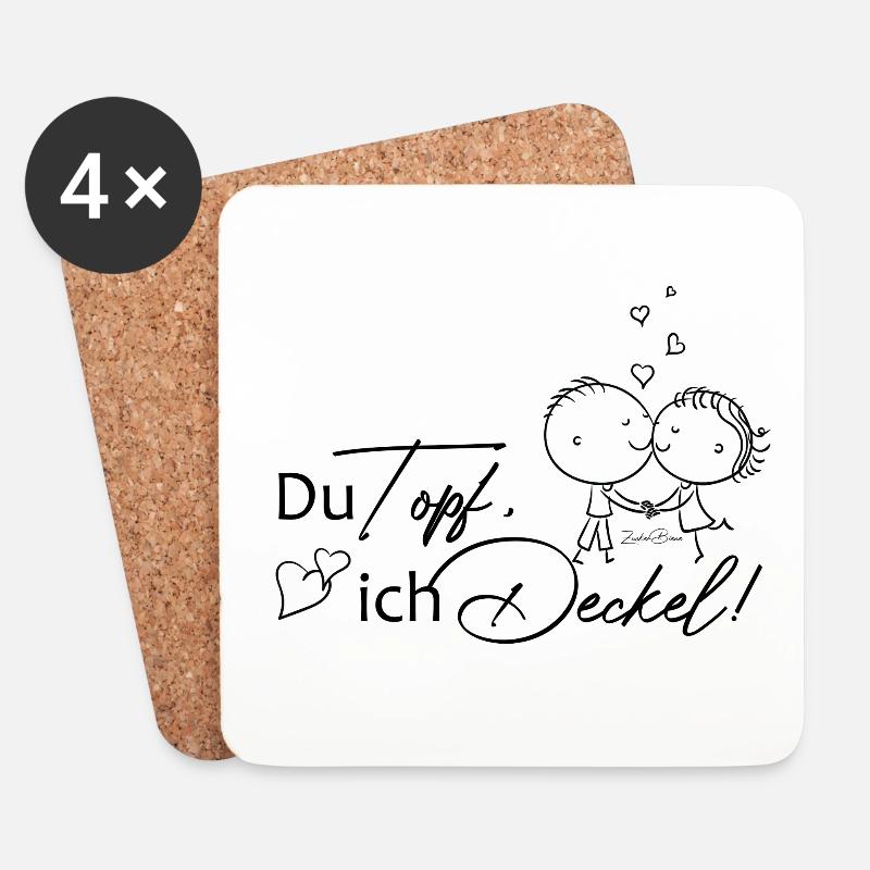 Du Topf, ich Deckel! - Untersetzer (4er-Set) - Weiß