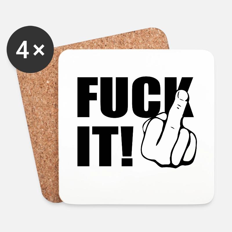 FUCK IT Mittelfinger - Untersetzer (4er-Set) - Weiß