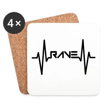 RAVE heartbeat raver music - Coasters (set of 4) - white - Front