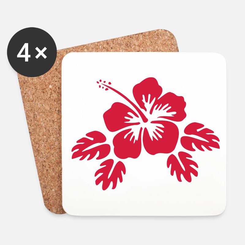 Hibiskusblüte Blüte Blume Aloha - Hibiscus flower - Untersetzer (4er-Set) - Weiß