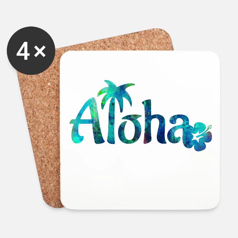 Aloha Beach Aquarell - Untersetzer (4er-Set) - Weiß