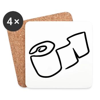 Papier toilette papier toilette rouleau toilet paper - Dessous de verre (lot de 4) - blanc - Devant