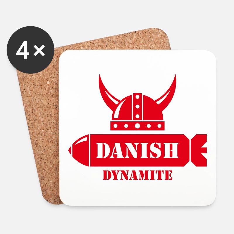 Danish Dynamite (Dänemark / Wikinger / Geschoss) - Untersetzer (4er-Set) - Weiß