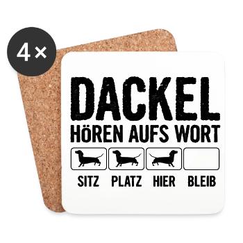 Dackel Hören Aufs Wort Hundebesitzer Hundeliebhabe - Untersetzer (4er-Set) - Weiß - Vorne