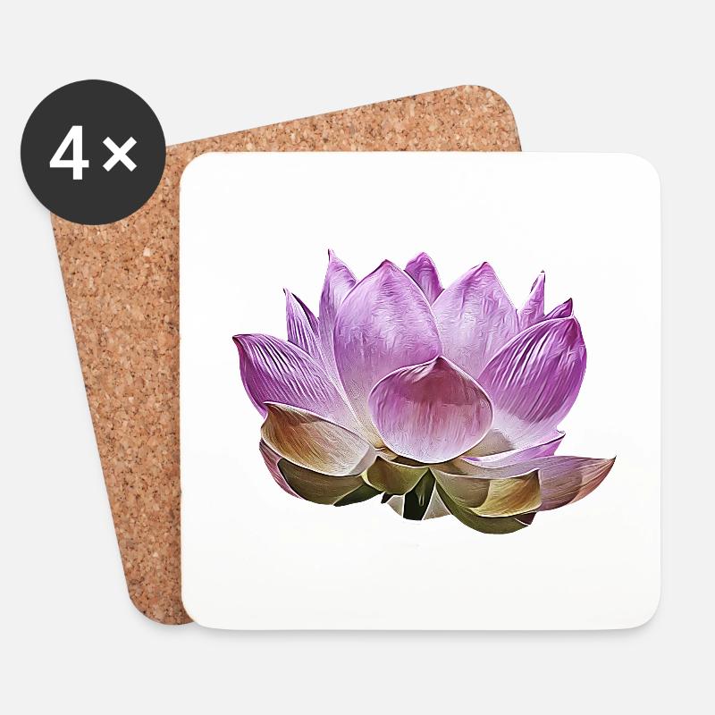 Lotusblüte - Untersetzer (4er-Set) - Weiß