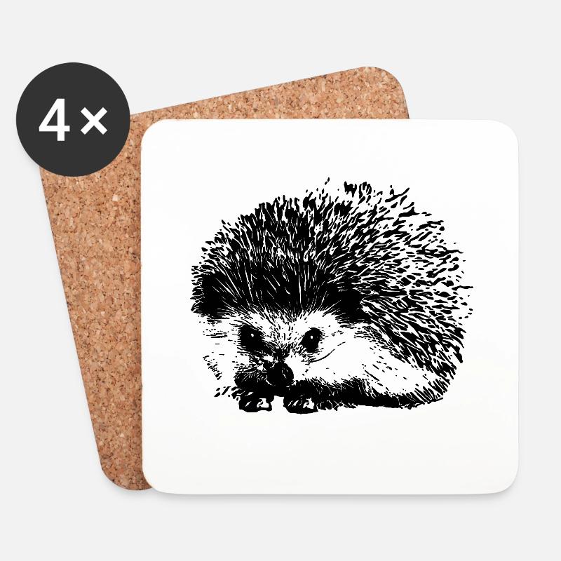 Igel Tier Natur - Untersetzer (4er-Set) - Weiß