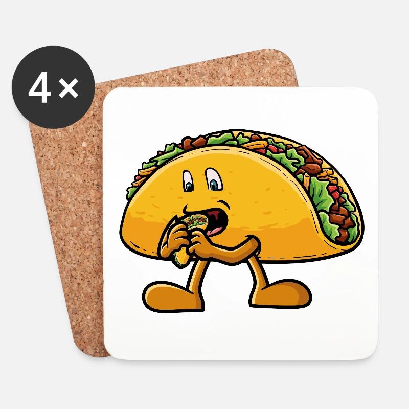 Taco isst einen Taco - Untersetzer (4er-Set) - Weiß