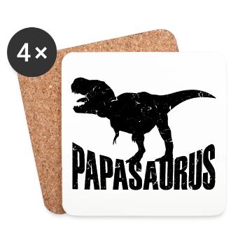 Papasaurus Cooles & Lustiges Vatertagsgeschenk für Papa - Untersetzer (4er-Set) - Weiß - Vorne