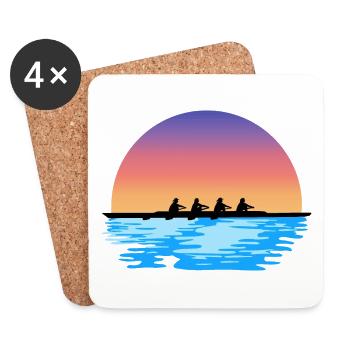 Rowing, Women's Rowing Team, Water and Sun - Coasters (set of 4) - white - Front