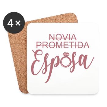 Novia Prometida Esposa Bridal Shower Wedding Gift - Coasters (set of 4) - white - Front