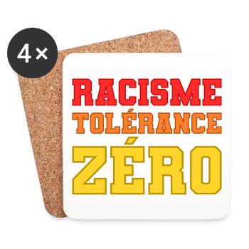 Racisme, tolérance zéro - Dessous de verre (lot de 4) - blanc - Devant