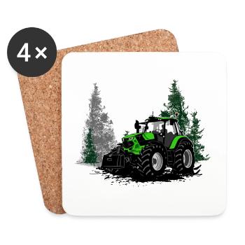 Traktor - Schlepper - Landwirt - Bauer - Untersetzer (4er-Set) - Weiß - Vorne