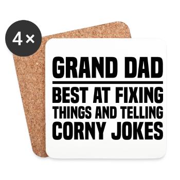 Grand Dad Best At Fixing Things And Telling Corny - Coasters (set of 4) - white - Front