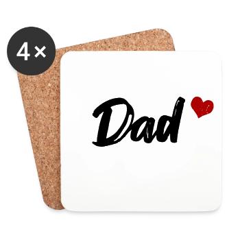 Dad Heart Papa Father - Coasters (set of 4) - white - Front