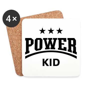 Power Kid (Enfant / Enfant / Fils / Fille / Noir) - Dessous de verre (lot de 4) - blanc - Devant