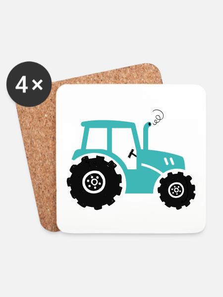 Kinder-Traktor - Untersetzer (4er-Set) - Weiß