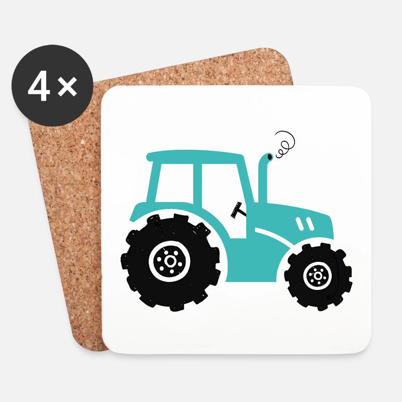 Kinder-Traktor - Untersetzer (4er-Set) - Weiß