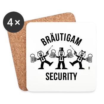 Bräutigam Security (JGA / Karikatur / Tanz / 1C) - Untersetzer (4er-Set) - Weiß - Vorne