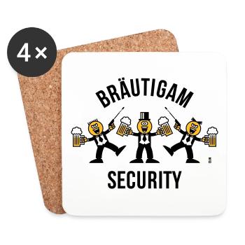 Bräutigam Security (JGA / Karikatur / Tanz / 3C B) - Untersetzer (4er-Set) - Weiß - Vorne