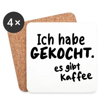 KAFFEE CAFE LIEBHABER BOHNE KOCHEN GEBRÜHT PAUSE - Untersetzer (4er-Set) - Weiß - Vorne
