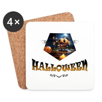 Halloween 2023 Citrouille gourmande - Dessous de verre (lot de 4) - blanc - Devant