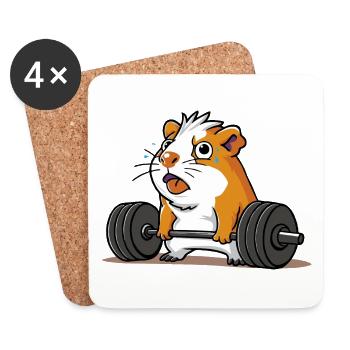 Soulevé De Terre Muscu Cochon D’Inde - Dessous de verre (lot de 4) - blanc - Devant