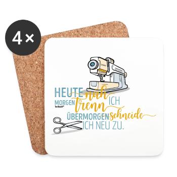Nähen Schneidern Frauen Spruch Handarbeit - Untersetzer (4er-Set) - Weiß - Vorne