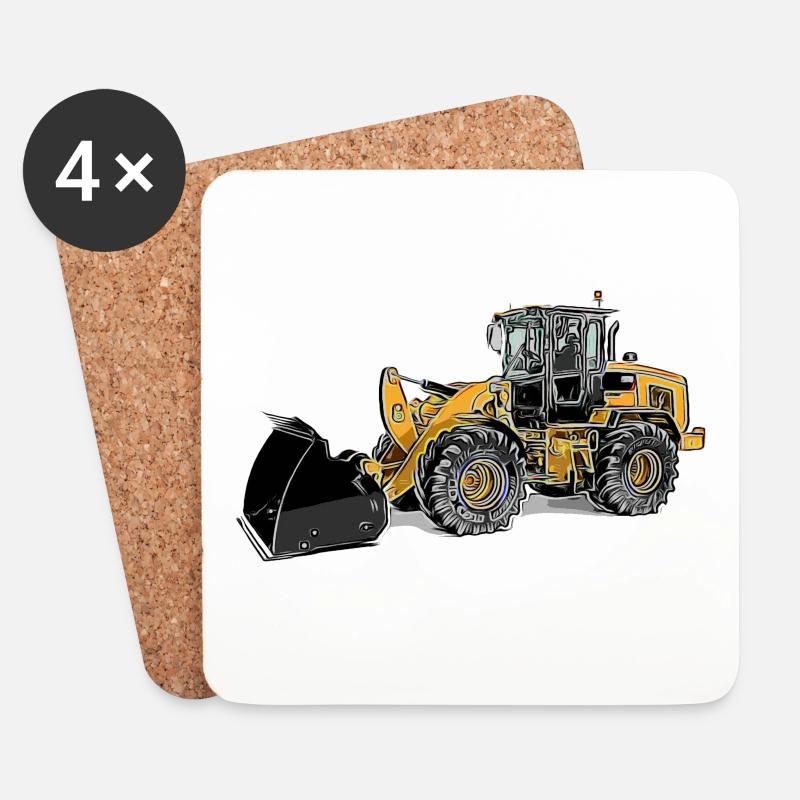 Radlader Groß Farbig wheel loader Schaufellader - Untersetzer (4er-Set) - Weiß
