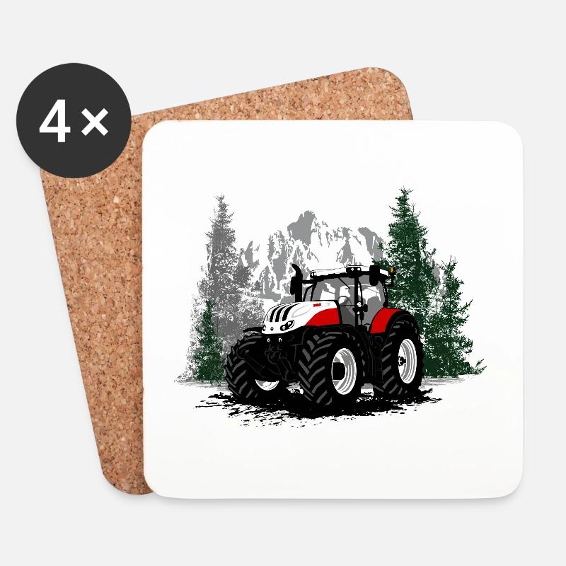 Traktor - Schlepper - Landwirt - Bauer - Untersetzer (4er-Set) - Weiß