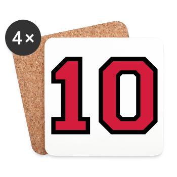 Number 10 (customizable colors) - Coasters (set of 4) - white - Front