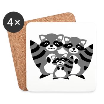Raccoon family gift idea raccoon family - Coasters (set of 4) - white - Front
